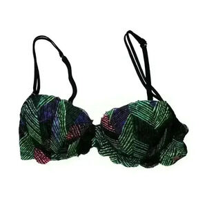 Victorias Secret PINK push up bra 32B underwired lace multicolor geometric